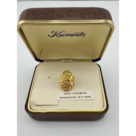 Vintage Krementz Gold Tone Oval Nugget Tie Tac New Old Stock In Original Box - Picture 3 of 9